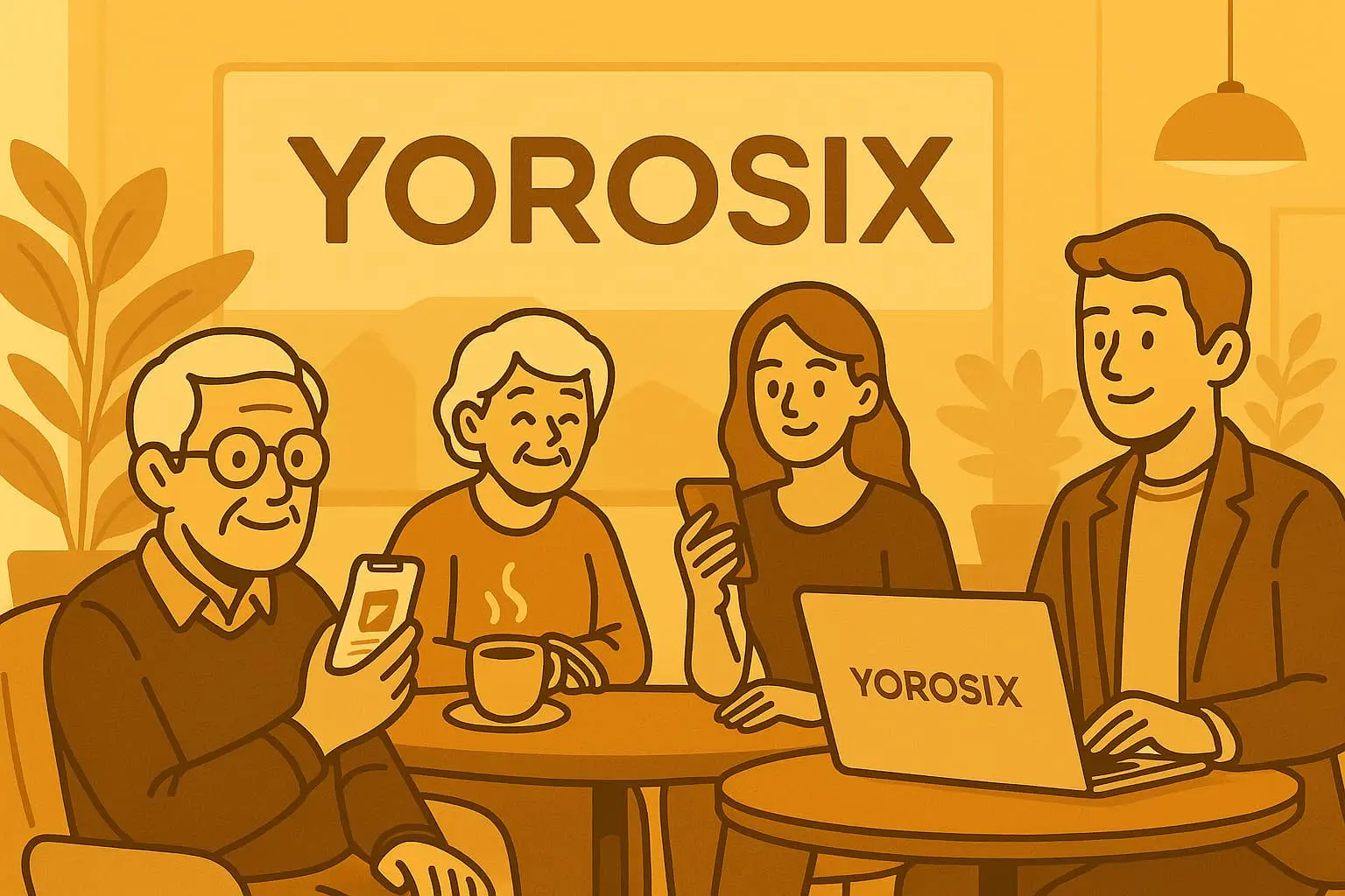 昔の張り紙とデジタルの張り紙比べている画像